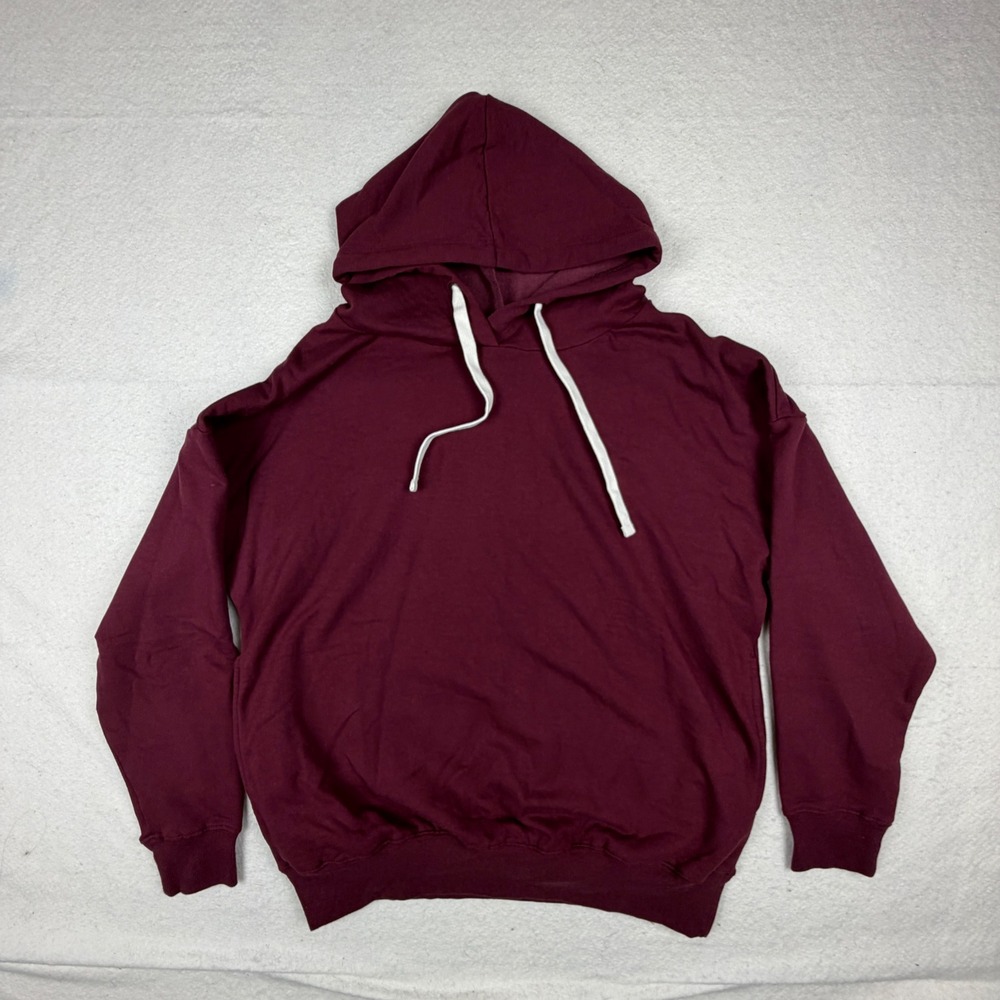 Buffalo David Bitton Mens Medium Burgundy Pullover Hoodie Fleece Sweatshirt